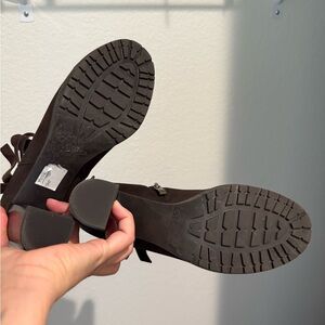 Brown Suede Ankle Boots - Lug Sole